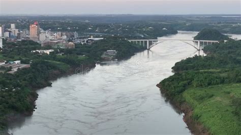 Ponte Da Amizade In Foz Do Igua U Aerial View Of The Friendship Bridge