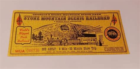 Vintage Stone Mountain Railroad Adult Ticket Georgia Tourist Travel ...