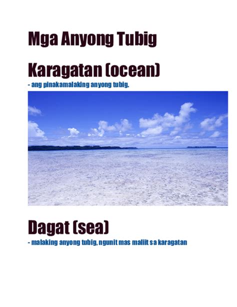 (DOC) Mga Anyong Tubig Karagatan (ocean