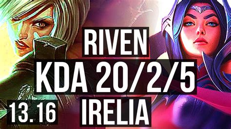 RIVEN Vs IRELIA TOP 9 Solo Kills 20 2 5 1 5M Mastery Legendary