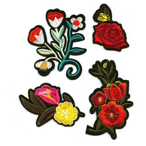 Doublehee In The Spring Health Flower Embroidered Iron On Patches For