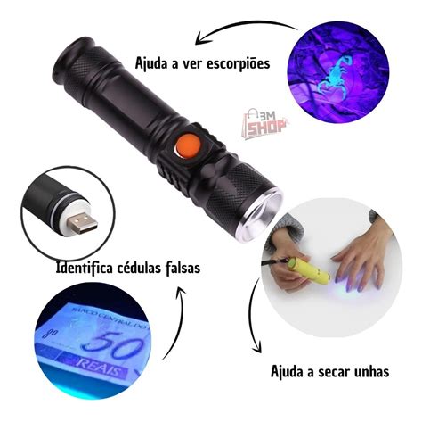 Lanterna Usb Uv Luz Negra Ultravioleta Led Inseto Escorpião MercadoLivre