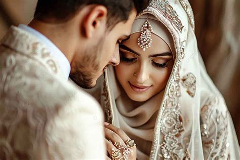 Cute Young Muslim Bride And Groom Wedding Photos Background Wedding