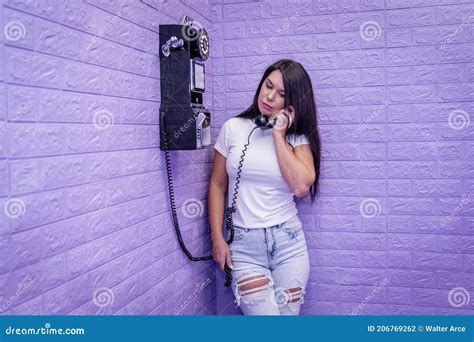A Lovely Brunette Model Sits In A Lavender Jail Waiting To Plead Her Case Stock Photo Image Of