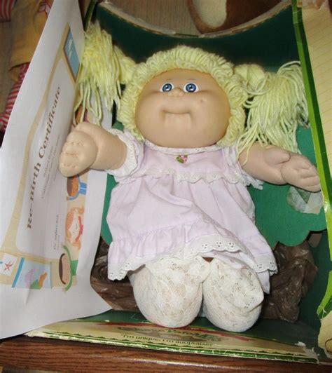 Nice Chubby Blonde Pigtails Cabbage Patch Doll For Playtime Fun Purple Dress