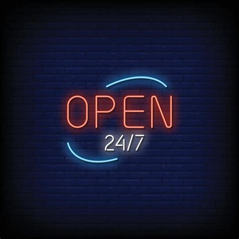 Open 24 Neon Signs Style Text Vector 2185911 Vector Art At Vecteezy