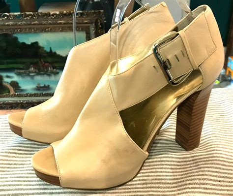 Nine West Nude Leather Mega High Heel Platform Boot Gem