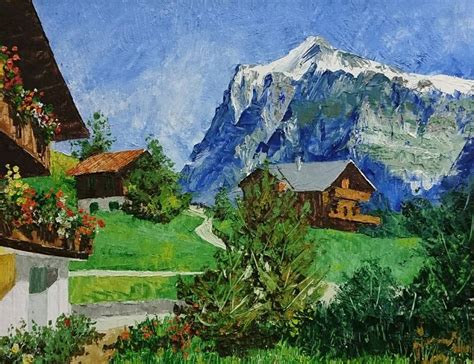 Swiss Alps Painting By Vinay Babar Saatchi Art