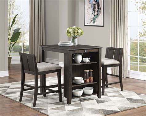 Daye 3 Piece Counter Height Dining Set Dark Cherry By Homelegance