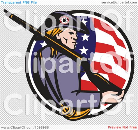 Clipart Retro American Revolutionary War Soldier Patriot Minuteman With