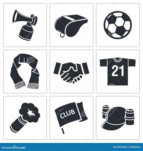 Комплект значка поклонника футбола атрибутов Иллюстрация штока ...