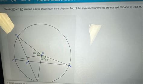 Solved Chords Overline AC And Overline BD Intersect In Circle O As