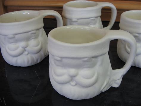 Ceramic Bisque Set Of Santa Mugs Ready To Paint U Paint Ceramics