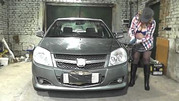 Without Panties Upskirt Sexy Milf Frina Polishes Car In Garage Butt Ass Pussy Shaved Pussy