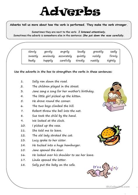 Adverbs Worksheet For Class 1