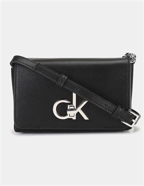 Buy Calvin Klein Women Black Flap Crossbody Sling Bag