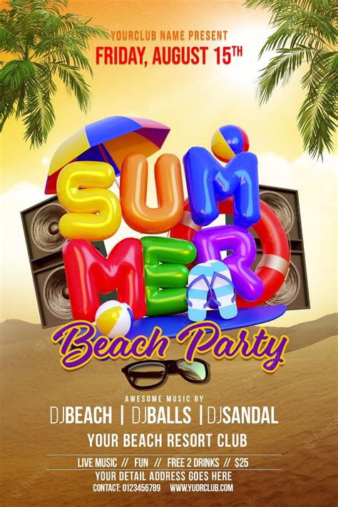 Premium Psd Summer Beach Party Flyer Template