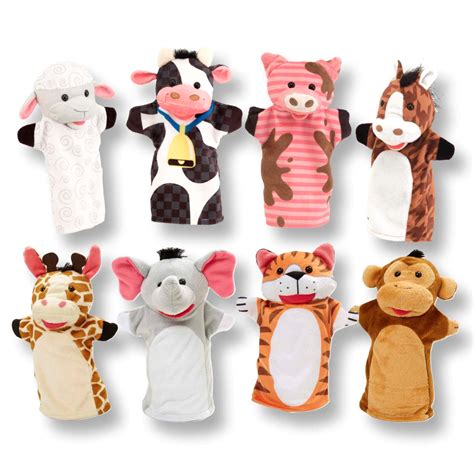 Melissa And Doug Hand Puppet 8 Piece Bundle Farm And Zoo Friends