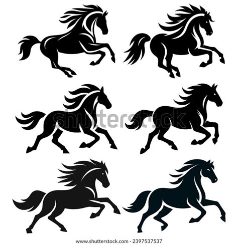 Vector Set Black Color Horse Silhouette Stock Vector (Royalty Free ...