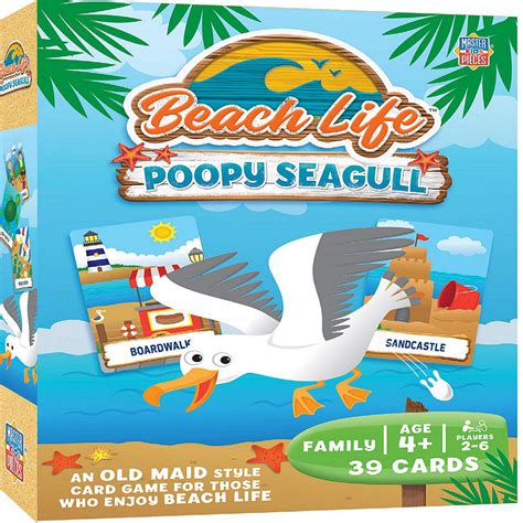 Masterpieces Licensed Kids Games Beach Life Seagull Poop Card Game