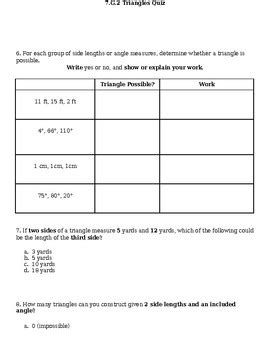 7.G.2 Quiz by Math Lover from Lawrence | TPT