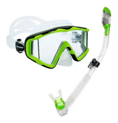 Kit De Mergulho M Scara Respirador Cressi Pano Supernova Cor Verde