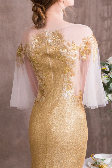 Gold Prom Dresses Special Occasion Wear Spring New Arrival Np 0375