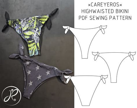 PDF SEWING PATTERN High Waisted High Leg Bikini Bottom Etsy