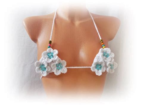 Extreme Micro Bikini Crochet Women Erotic Lingerie Flower Etsy
