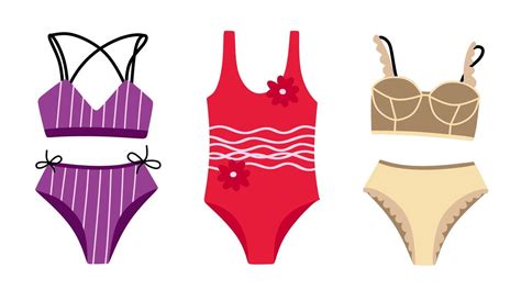 Collection Of Stylish Swimwear And Bikini Underwear Summer Concept Vector Illustration Isolated