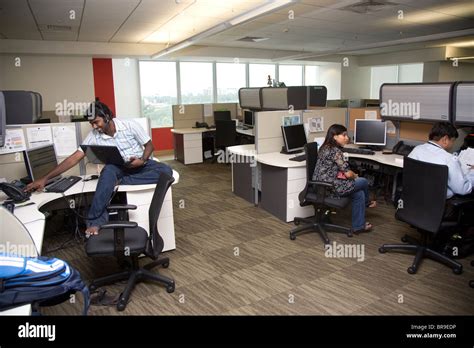 Microsoft Employees at a Microsoft call center in Bangalore India Stock ...