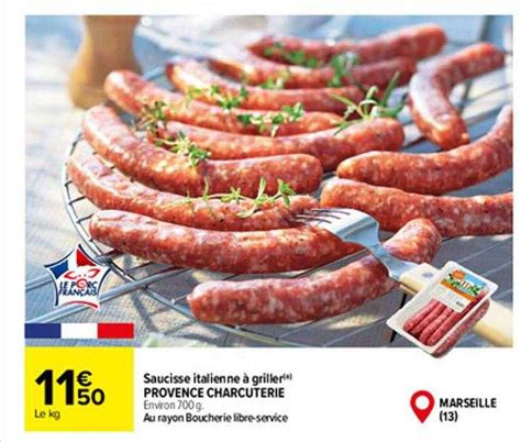 Promo Saucisse Italienne Griller Provence Charcuterie Chez Carrefour