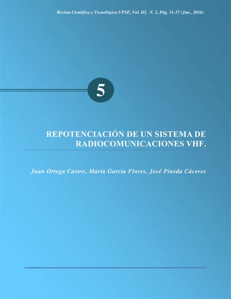 PDF Repotenciación de un sistema de radiocomunicaciones VHF