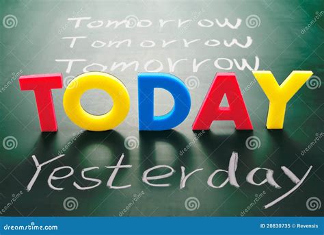 Today Yesterday And Tomorrow Words On Blackboard Stock Image Image