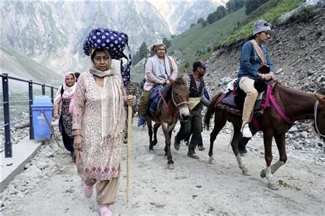 Amarnath Yatra Begins As Pilgrims Visit Holy Cave On Day