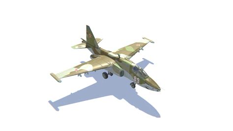 3D model SU-25 Frogfoot Jet Fighter Aircraft Low-poly 3D model ...