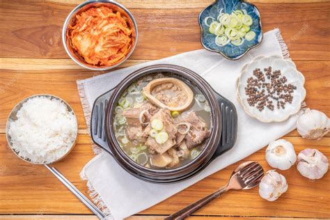 Premium Photo Beef Bone Soup Or Seolleongtang The Most Comforting Korean Food Served With