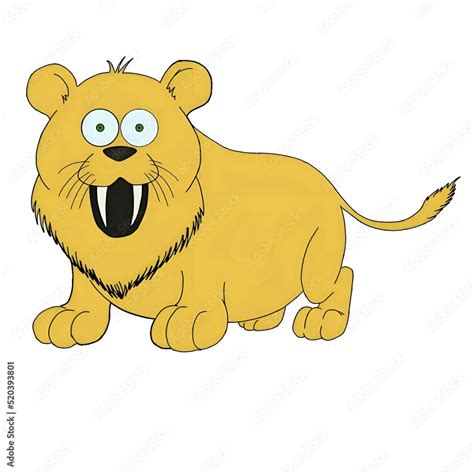 saber-toothed tiger in cartoon style Stock Illustration | Adobe Stock