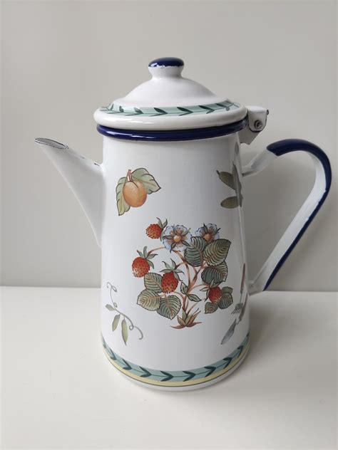 Villeroy And Boch French Garden Roanne Emaille Teapot Coffeepot Pitcher