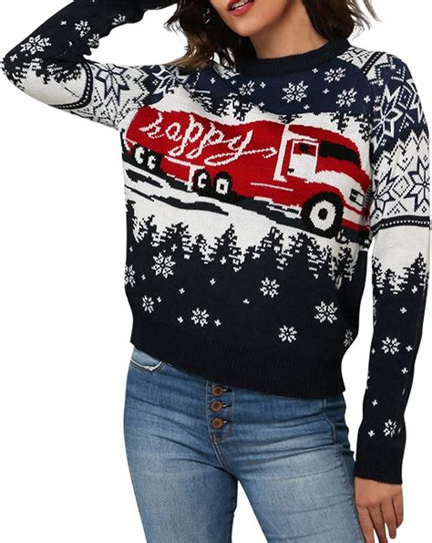 Pullover Damen Sweatshirt Weihnachtspullover Strickpullover Winter