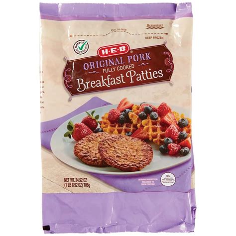 H E B Select Ingredients Fully Cooked Original Pork Sausage Patties