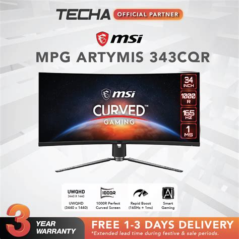 MSI MPG ARTYMIS 343CQR 34 UWQHD 165Hz 1ms MPRT VA Adaptive