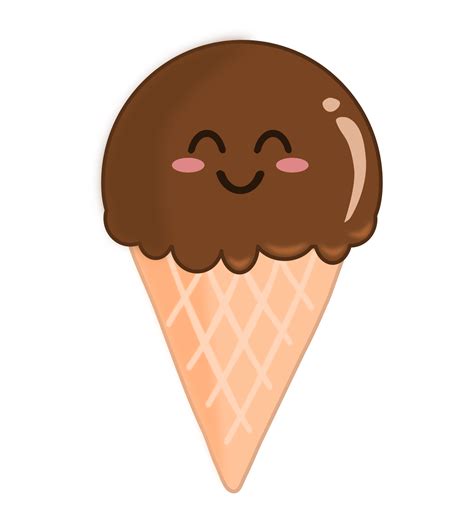 Cute Kawaii Chocolate Ice Cream Png Illustration Png