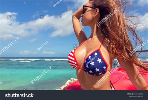 Sexy Woman American Patriotic Bikini Near Stock Photo Shutterstock