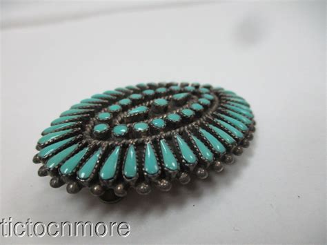 Vintage Zuni Indian Sterling Petitpoint Needlepoint Turquoise Lariat