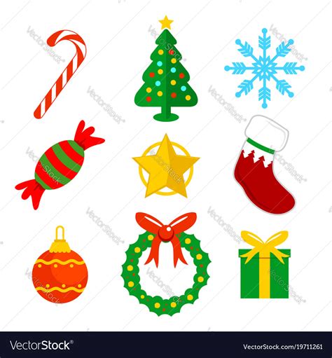 Christmas Flat Icons Royalty Free Vector Image