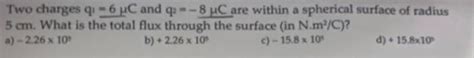 Solved Two Charges Q16μc And Q2−8μc Are Within A Spherical