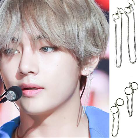 Korean Bangtan V Stainless Steel Tassel Earrings