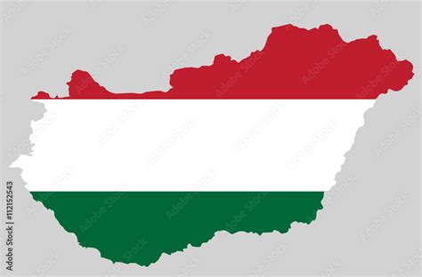 Vector Hungary topographic map. Hungary flag on borders of the country. Flat style design ...