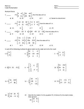 Matrices Introduction Addition And Subtraction Scalar Multiplication